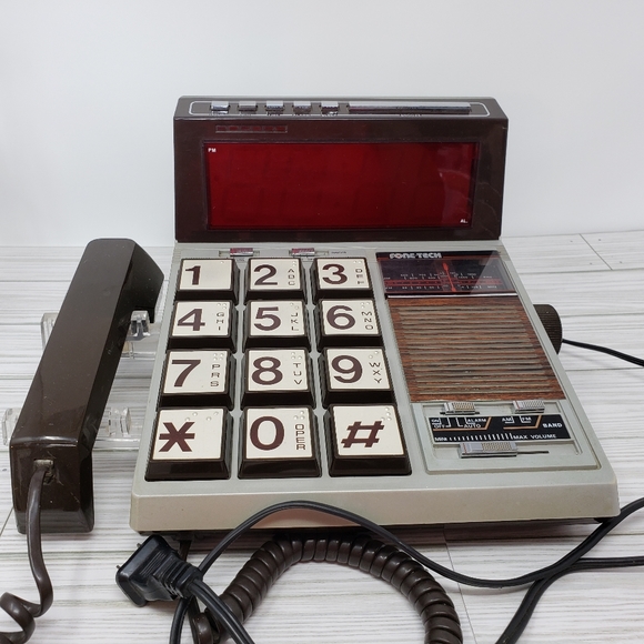 Phone Tech Telephone Alarm Clock Radio Vintage - Picture 14 of 16